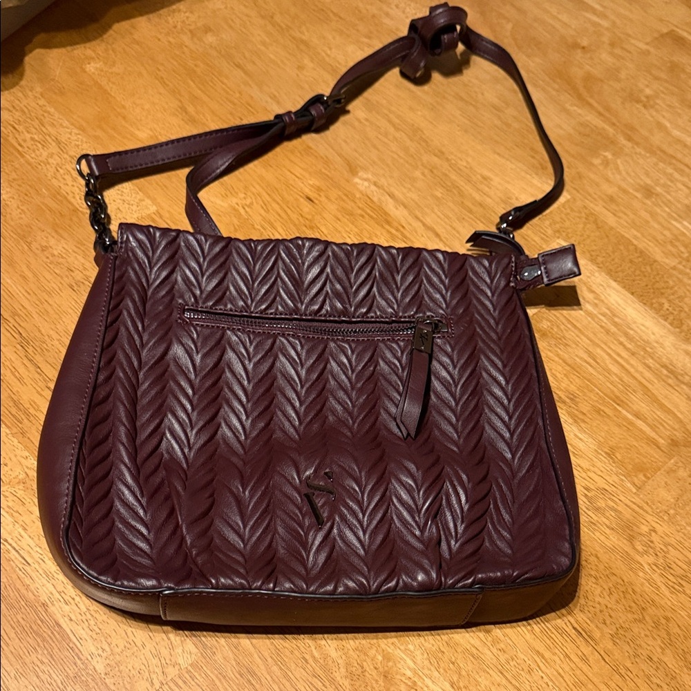 Vera Wang Plum Quilted Crossbody Bag